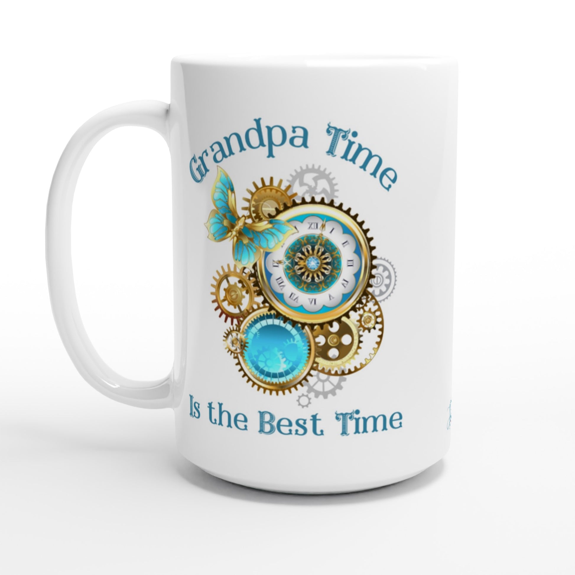 "Grandpa Time is the Best Time" Customizable Photo Mug 15 oz. front view