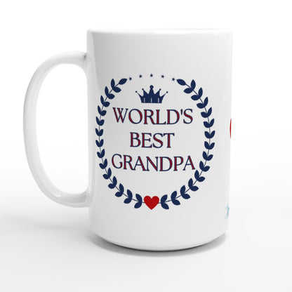 "World's Best Grandpa" Customizable Photo Mug 15 oz. front view