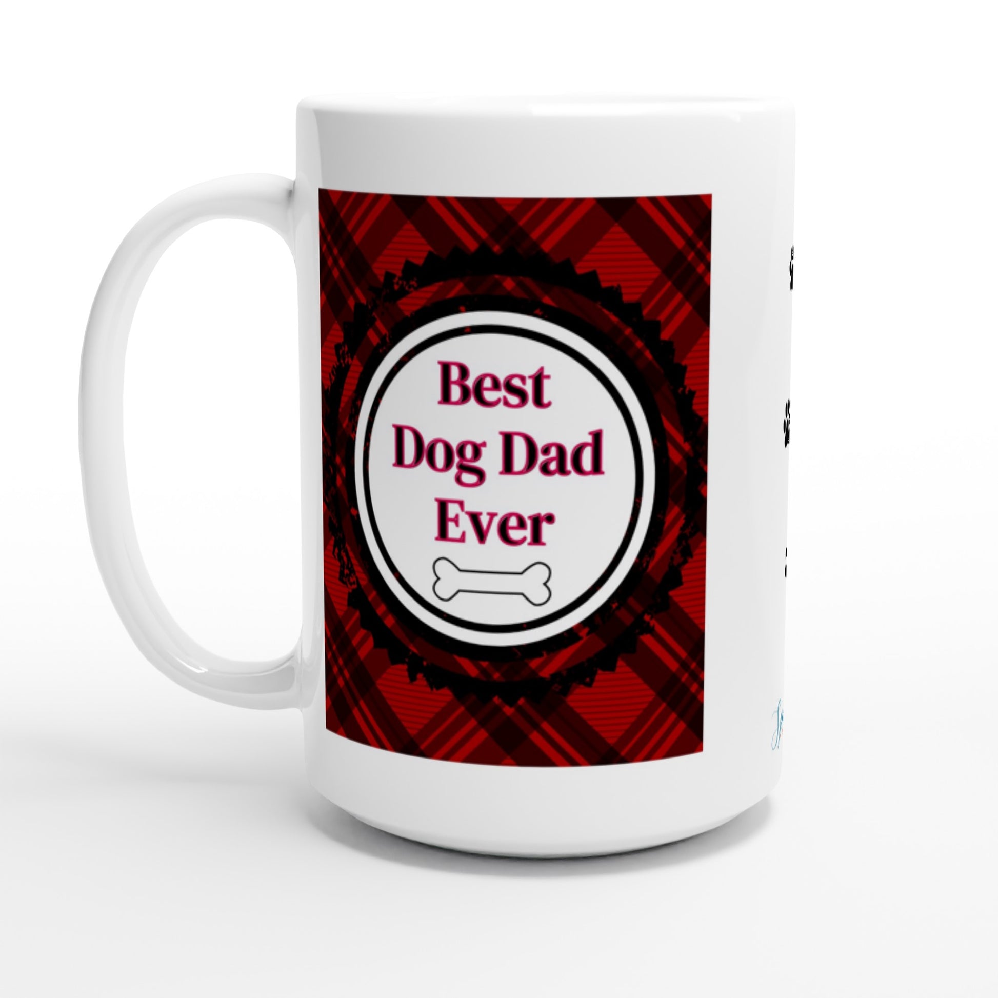 "Best Dog Dad Ever" Customizable Photo & Name Mug 15 oz. front view