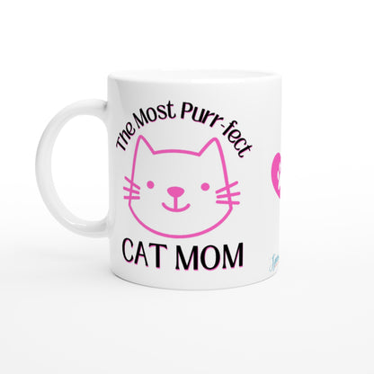 "The Most Purr-fect Cat Mom" Customizable Photo Mug Front view