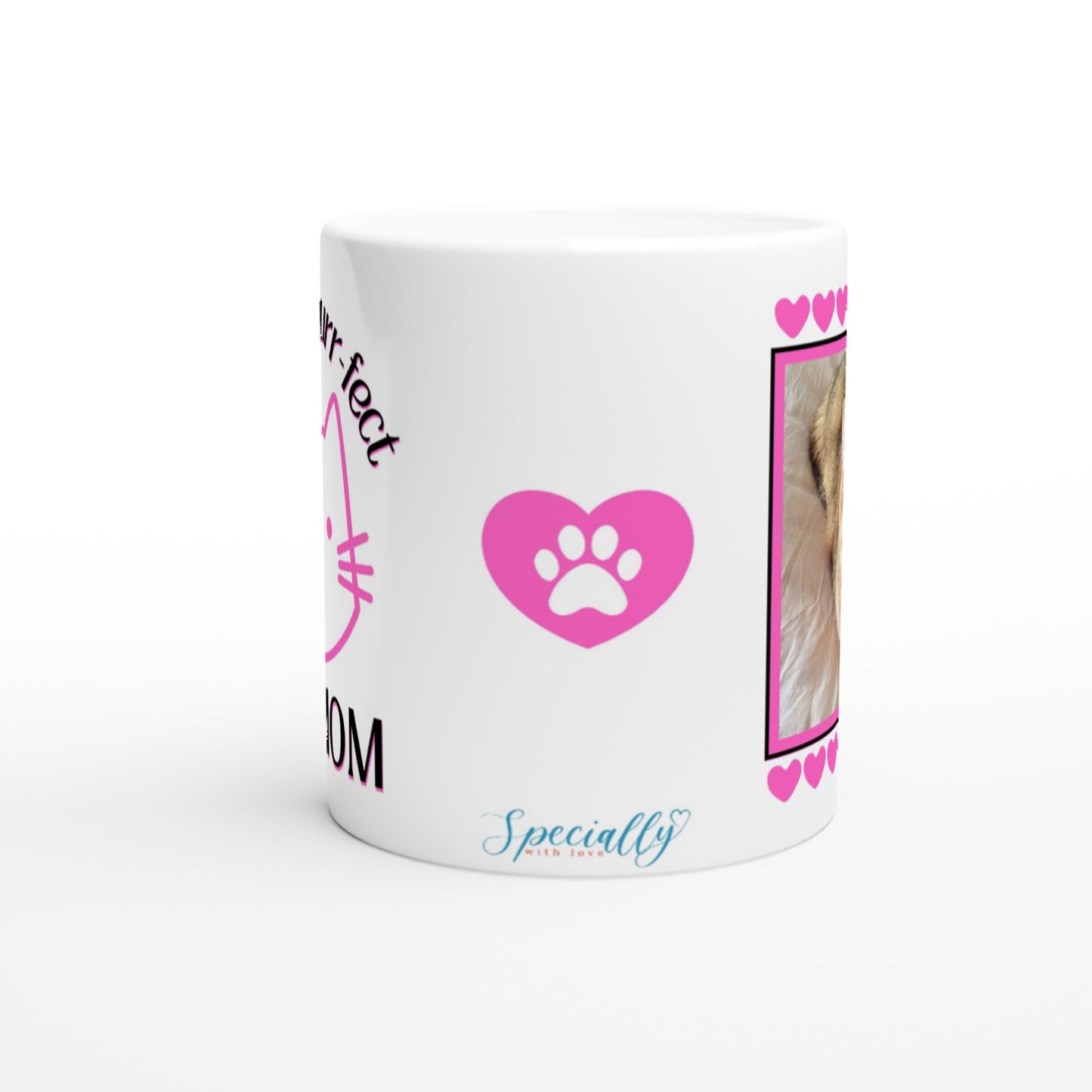 "The Most Purr-fect Cat Mom" Customizable Photo Mug side view