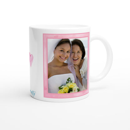 "Mother: A blessing that no one can replace" Customizable Photo 11 oz. Mug back view