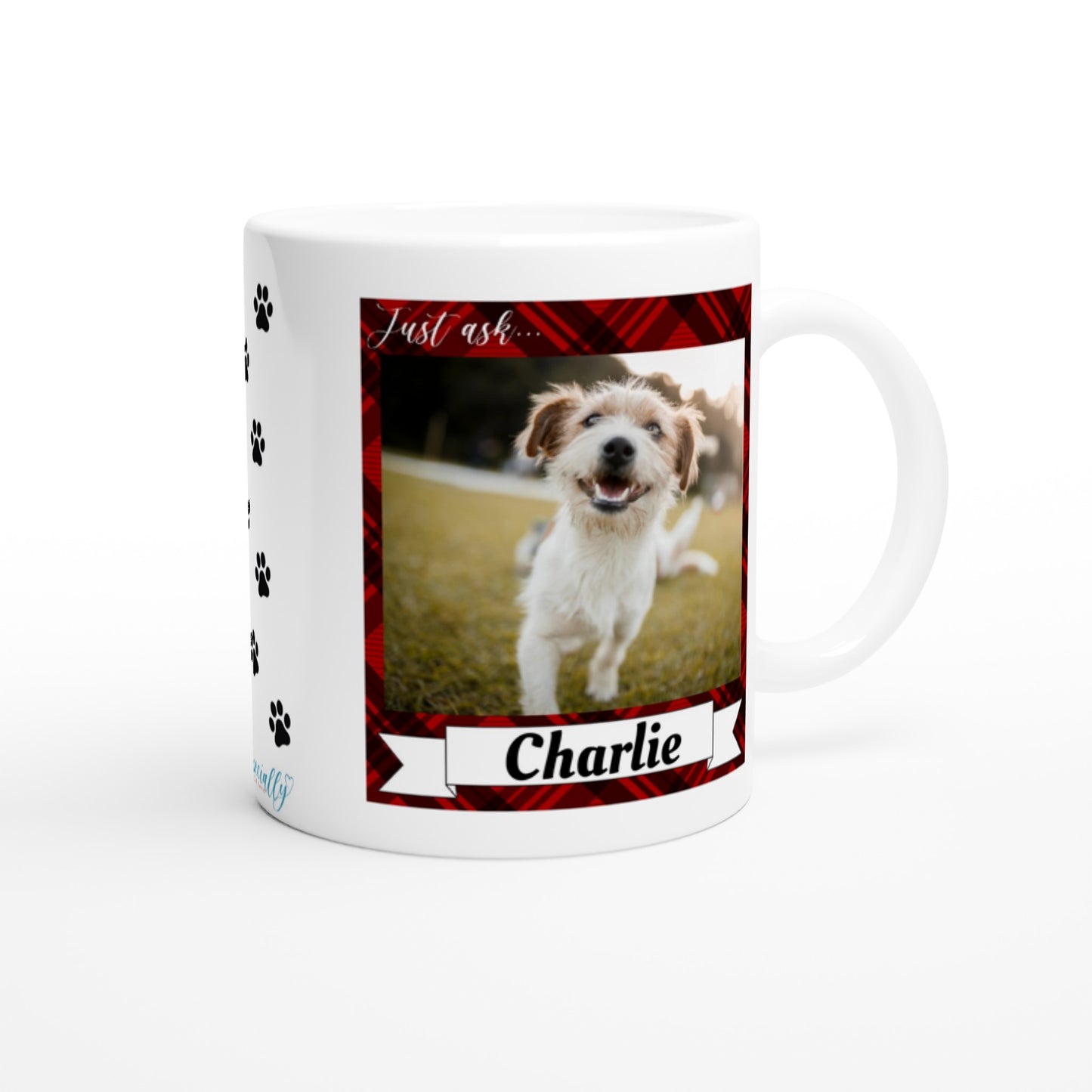 "Best Dog Dad Ever" Customizable Photo & Name Mug 11 oz. back  view