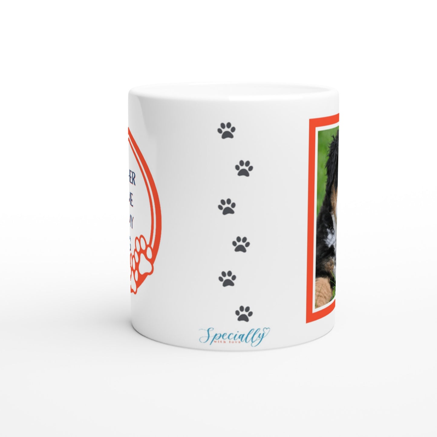 "I'd rather be home with my dog" Customizable Photo 11 oz. Mug side view