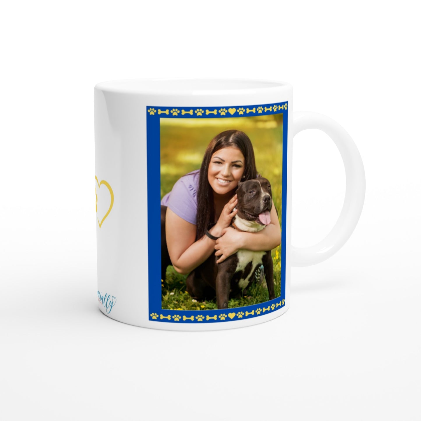 "This Awesome Dog Mom Belongs To..." Customizable Photo & Name Mug back image
