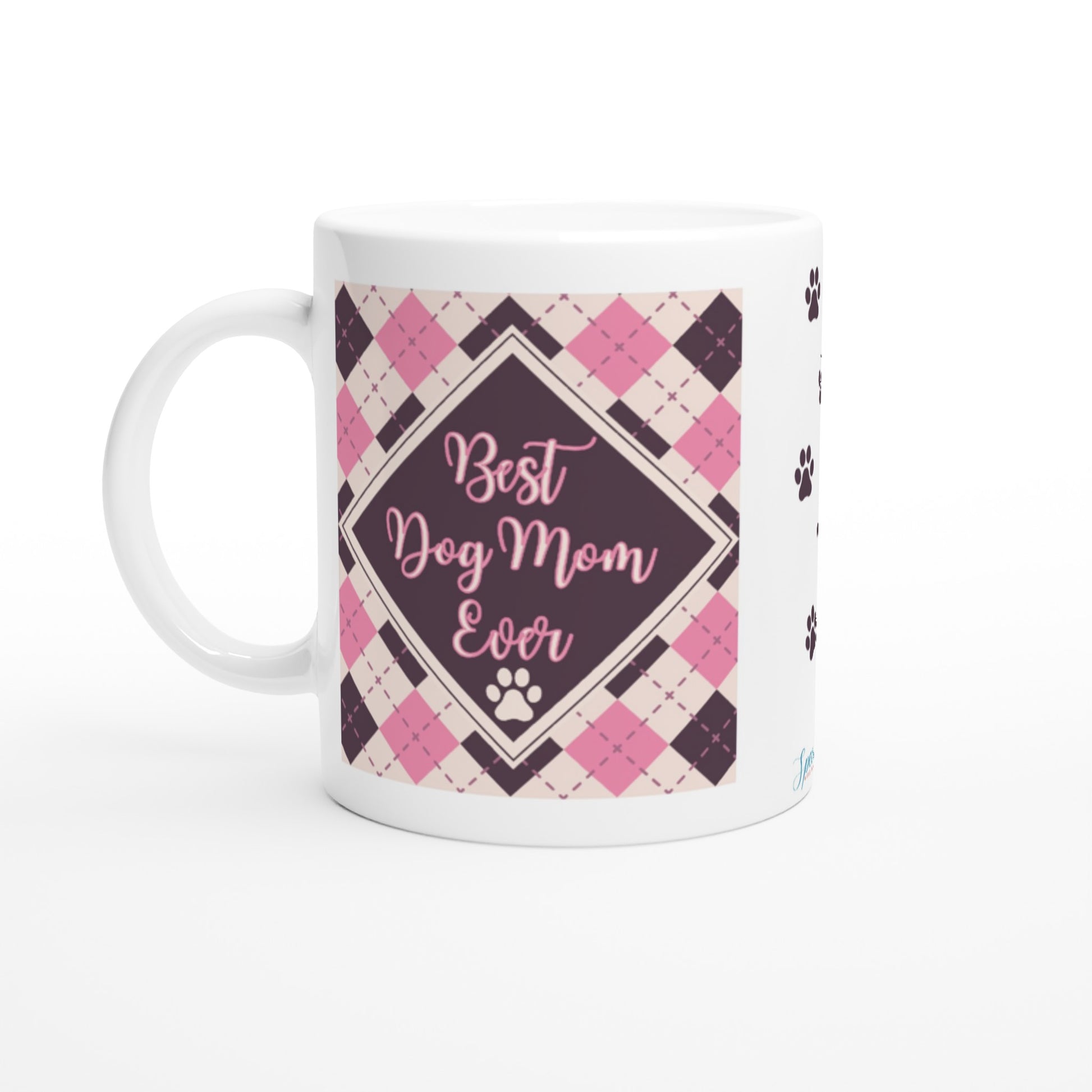"Best Dog Mom Ever" Customizable Photo & Name 11 oz. Mug front view