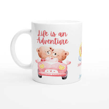 "Life is an Adventure with You Valentine" Customizable Name Mug