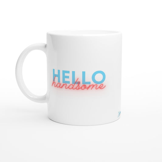 "Hello handsome" Customizable Photo 11 oz. Mug front