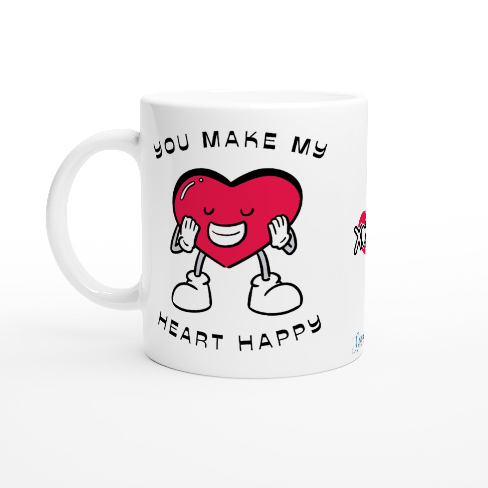 "You Make My Heart Happy" Customizable Photo 11 oz. Mug front view